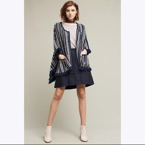 Anthropologie Sleeping on Snow Tajo Jacquard Sweater Poncho